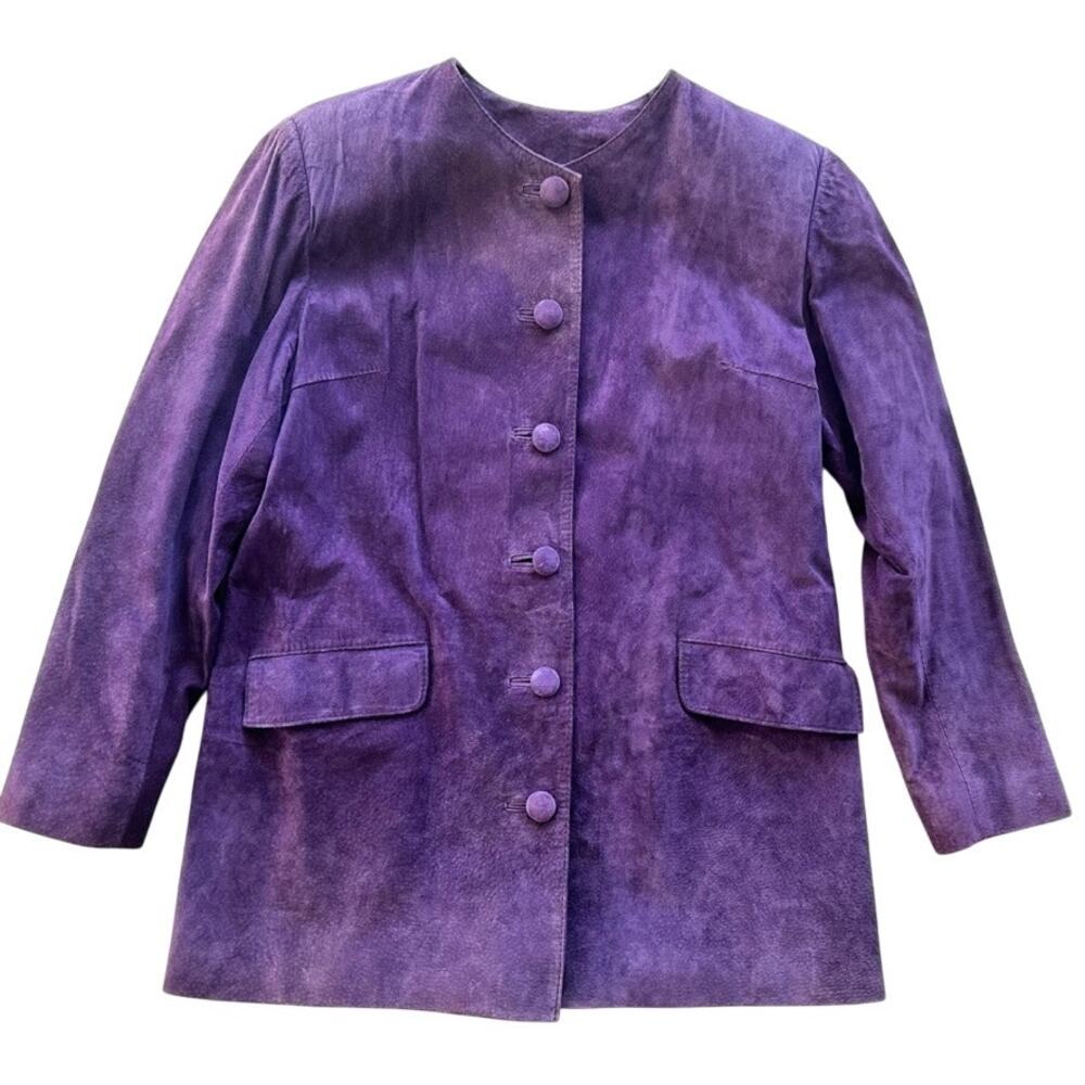 Vintage 90's Bettini Rizzi Custom Purple Suede Mid Length Jacket Size Medium